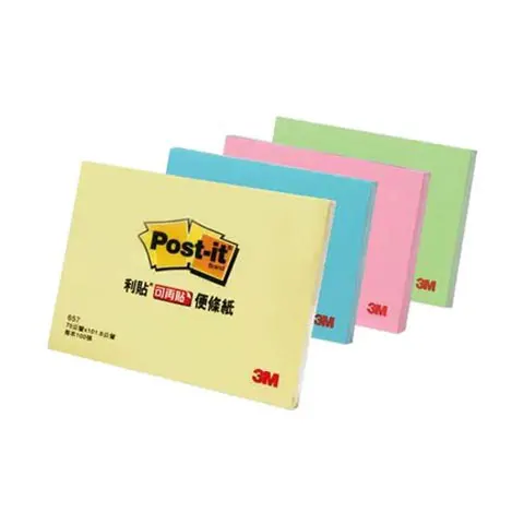 3M Scotch Post-it-657 可再貼便條紙3*4(黃)